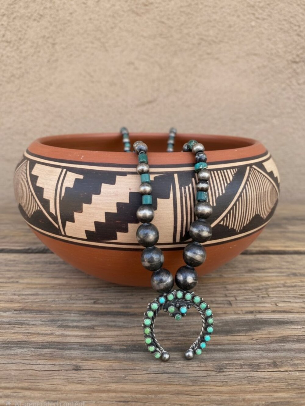 Vintage 1940's Fox Turquoise Naja on Handmade Beads - Picture 4 of 6